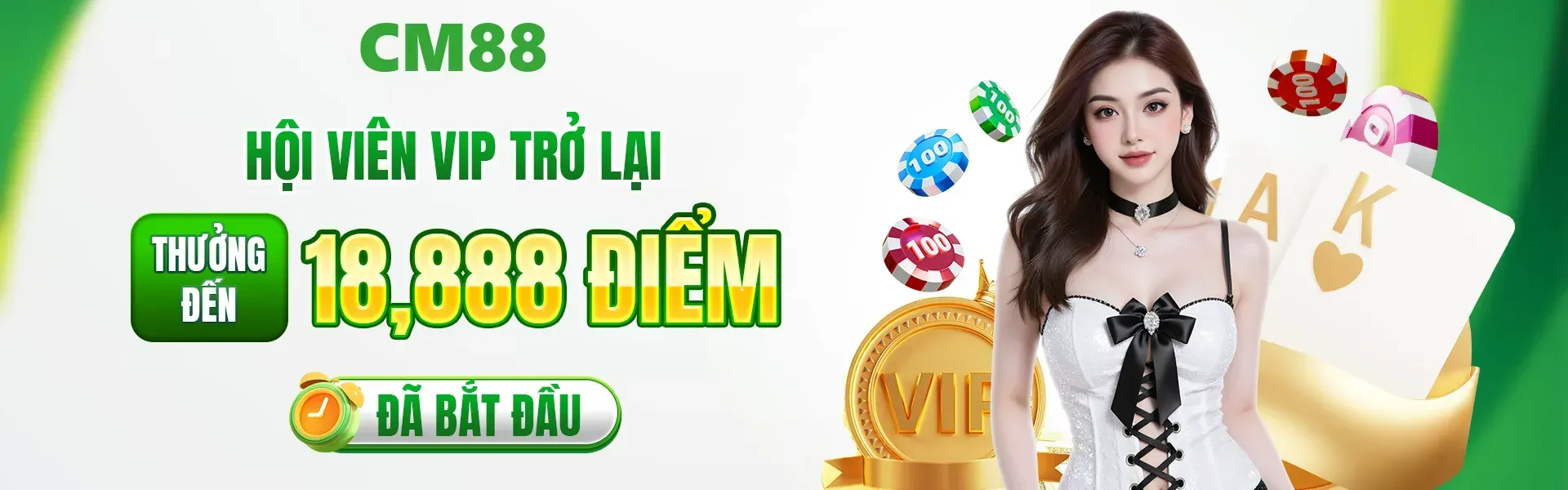 Phiên bản 4: Trong suốt thời gian chương trình được áp dụng, hội viên VIP tái kích hoạt tài khoản tại CM88 có thể nhận thưởng tối đa 18,888 điểm khi đáp ứng các điều kiện quy định.